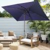 10ft Patio Umbrella with Solar Lights - 30 LED Rectangular Tilt Umbrella Aluminum Pole - as Pic