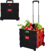 Large Folding Rolling Utility Shopping Cart, Black & Red - KM2449