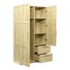 High wardrobe and kitchen cabinet with 2 doors; 2 drawers and 5 storage spaces; Oak - Oak