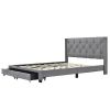 Queen Size Storage Bed Linen Upholstered Platform Bed with Two Drawers - Gray - as Pic