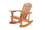 Adirondack Rocking Chair Solid Wood Chairs Finish Outdoor Furniture for Patio, Backyard, Garden - Walnut Brown - as Pic