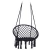 Hammock Chair Macrame Swing Max 330 Lbs Hanging Cotton Rope Hammock Swing Chair for Indoor and Outdoor - Black