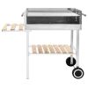 XXL Trolley Charcoal BBQ Grill Stainless Steel with 2 Shelves - Silver