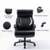 Big and Tall 400lbs Office Chair- Adjustable Lumbar Support Quiet Wheels Heavy Duty Metal Base, High Back Large Executive Computer Desk Chair,black -