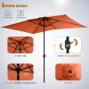 10 x 6.6ft Rectangle Patio Table Umbrella Outdoor Market Umbrella with 6 Steel Ribs and Crank Handle - Orange
