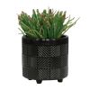 S/2 6/8" TEXTURED PLANTERS, SHINY BLACK - as Pic