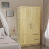 High wardrobe and kitchen cabinet with 2 doors; 2 drawers and 5 storage spaces; Oak - Oak