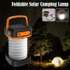 Portable USB Rechargeable Foldable/Retractable Solar Camping Lamp; Multi-Functional LED Light For Hiking; Fishing; Hunting - Green