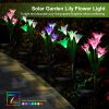 2Pcs Solar Garden Lights Outdoor Lily Flower LED Light 7-Color Changing IP65 Waterproof - Pink & Purple