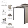 Patio 9.8ft.L x 9.8ft.W Gazebo with Extended Side Shed/Awning and LED Light for Backyard,Poolside, Deck, Brown - Brown - Metal