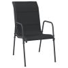 5 Piece Patio Dining Set Black Steel and Textilene - Black