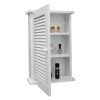 Wall Mounted Cabinet;  Hanging Medicine Cabinet with 3 Tiers;  Single Louvered Door;  Floating Cupboard for Home Bathroom Bedroom;  White - White