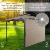 Patio 9.8ft.L x 9.8ft.W Gazebo with Extended Side Shed/Awning and LED Light for Backyard,Poolside, Deck, Brown - Brown - Metal