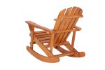 Adirondack Rocking Chair Solid Wood Chairs Finish Outdoor Furniture for Patio, Backyard, Garden - Walnut Brown - as Pic