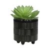 S/2 6/8" TEXTURED PLANTERS, SHINY BLACK - as Pic