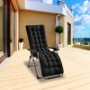 67x22in Chaise Lounger Cushion Recliner Rocking Chair Sofa Mat Deck Chair Cushion - Black