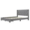 Queen Size Storage Bed Linen Upholstered Platform Bed with Two Drawers - Gray - as Pic