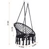Hammock Chair Macrame Swing Max 330 Lbs Hanging Cotton Rope Hammock Swing Chair for Indoor and Outdoor - Black