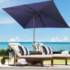 10ft Patio Umbrella with Solar Lights - 30 LED Rectangular Tilt Umbrella Aluminum Pole - as Pic