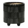 S/2 6/8" TEXTURED PLANTERS, SHINY BLACK - as Pic