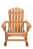 Adirondack Rocking Chair Solid Wood Chairs Finish Outdoor Furniture for Patio, Backyard, Garden - Walnut Brown - as Pic