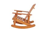 Adirondack Rocking Chair Solid Wood Chairs Finish Outdoor Furniture for Patio, Backyard, Garden - Walnut Brown - as Pic