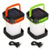 Portable USB Rechargeable Foldable/Retractable Solar Camping Lamp; Multi-Functional LED Light For Hiking; Fishing; Hunting - Green