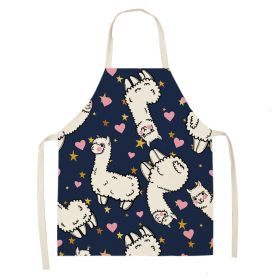 Alpaca Cartoon Cotton Linen Apron Sleeveless Antifouling Kitchen Home Cooking Waist Hanging Neck Kids' Bib (Option: 8-45 X56cm Children)