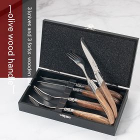 Western Tableware Rosewood Wooden Handle Knife And Fork (Option: Olivewood 3 Knives 3 Forks)