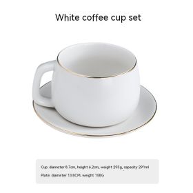 Home Stylish Matte Ceramic Coffee Cup Set (Option: White-1Cup 1Saucer)