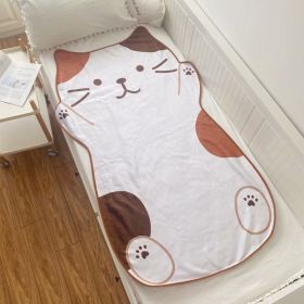 Cute Cartoon Cat Flannel Blanket Children Quilt Office Afternoon Napping Cover Blanket (Option: White-155CM √ó 88CM)