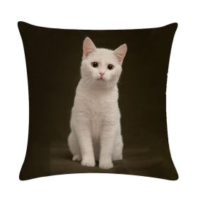 Cute Kitten Linen Pillowcase Cushion Cover (Option: 14-45x45cm)