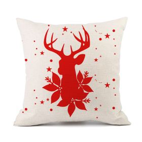 Christmas Elk Santa Claus Red Festive Printed Linen Cushion (Option: Style 10-45x45cm)
