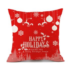 Christmas Elk Santa Claus Red Festive Printed Linen Cushion (Option: Style 1-45x45cm)