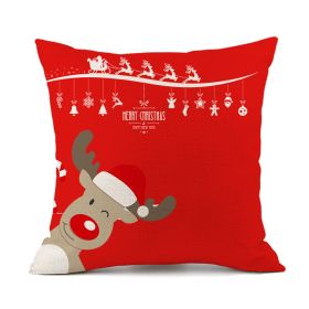 Christmas Elk Santa Claus Red Festive Printed Linen Cushion (Option: Style 5-45x45cm)