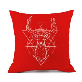 Christmas Elk Santa Claus Red Festive Printed Linen Cushion (Option: Style 2-45x45cm)