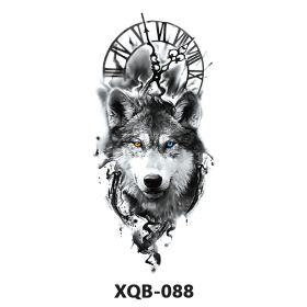 New Fresh Tattoo Sticker Male And Female Wolf Animal Flower Black And White, Colored (Option: XQB 088-210x114mm)