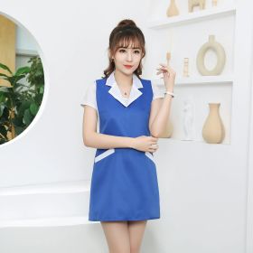 Housekeeping Fashion Special Apron Smock (Option: B Gem Blue White Collar-Average Size)