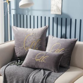 Simple Solid Color Gold Thread Embroidery Couch Pillow Netherlands Velvet Model Room Office Small Waist (Option: Deep Space Gray-30 √ó 50cm)