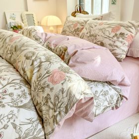 Cotton Four-piece Set Simple Small Floral Bedding (Option: Jing Se-120cm)