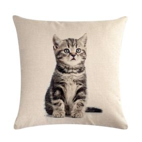 Cute Kitten Linen Pillowcase Cushion Cover (Option: 7-45x45cm)