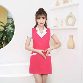 Housekeeping Fashion Special Apron Smock (Option: B Rose Red White Collar-Average Size)