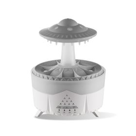 Raining Humidifier UFO Raindrop Aromatherapy Ultrasonic Water Drop Air Rain Humidifier 350ml 7 Colors LED Lamp Raindrop Aroma Diffuser (Option: White-US)