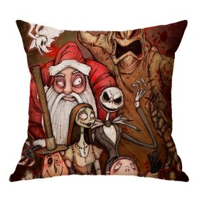 Linen Skull Halloween Pillow Cover (Option: 45x45cm-A06)