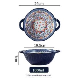 Polish Colored Ceramic Underglaze Tableware Set (Option: 9.5inch relief bowl)