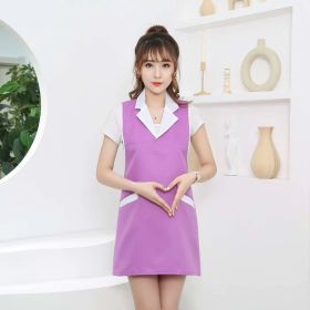 Housekeeping Fashion Special Apron Smock (Option: B Violet White Collar-Average Size)