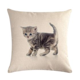 Cute Kitten Linen Pillowcase Cushion Cover (Option: 12-45x45cm)