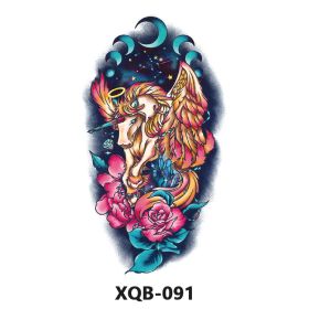 New Fresh Tattoo Sticker Male And Female Wolf Animal Flower Black And White, Colored (Option: XQB 091-210x114mm)