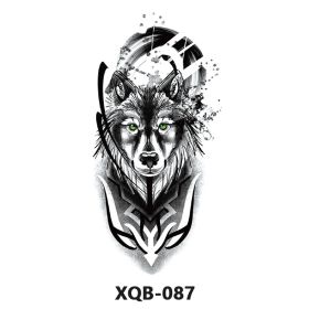 New Fresh Tattoo Sticker Male And Female Wolf Animal Flower Black And White, Colored (Option: XQB 087-210x114mm)