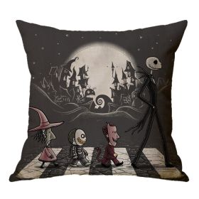 Linen Skull Halloween Pillow Cover (Option: 45x45cm-A11)